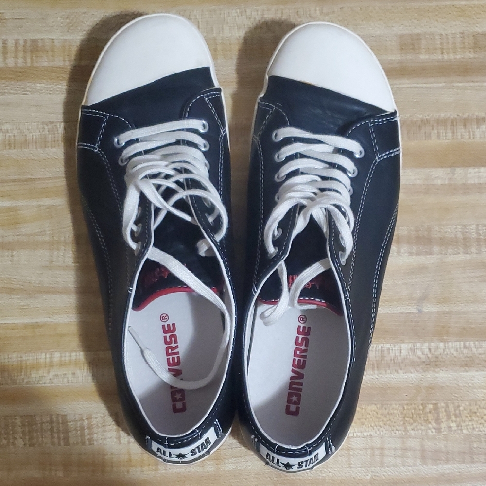 Converse Women's Black and White Leather Sneakers